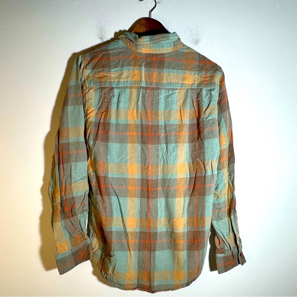 PACSUN Plaid Button-Up Flannel Shirt in Green and Orange - Picture 3 of 6